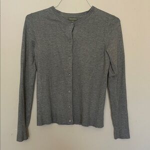 Style & Co. Gray Button-Front Crewneck Cardigan